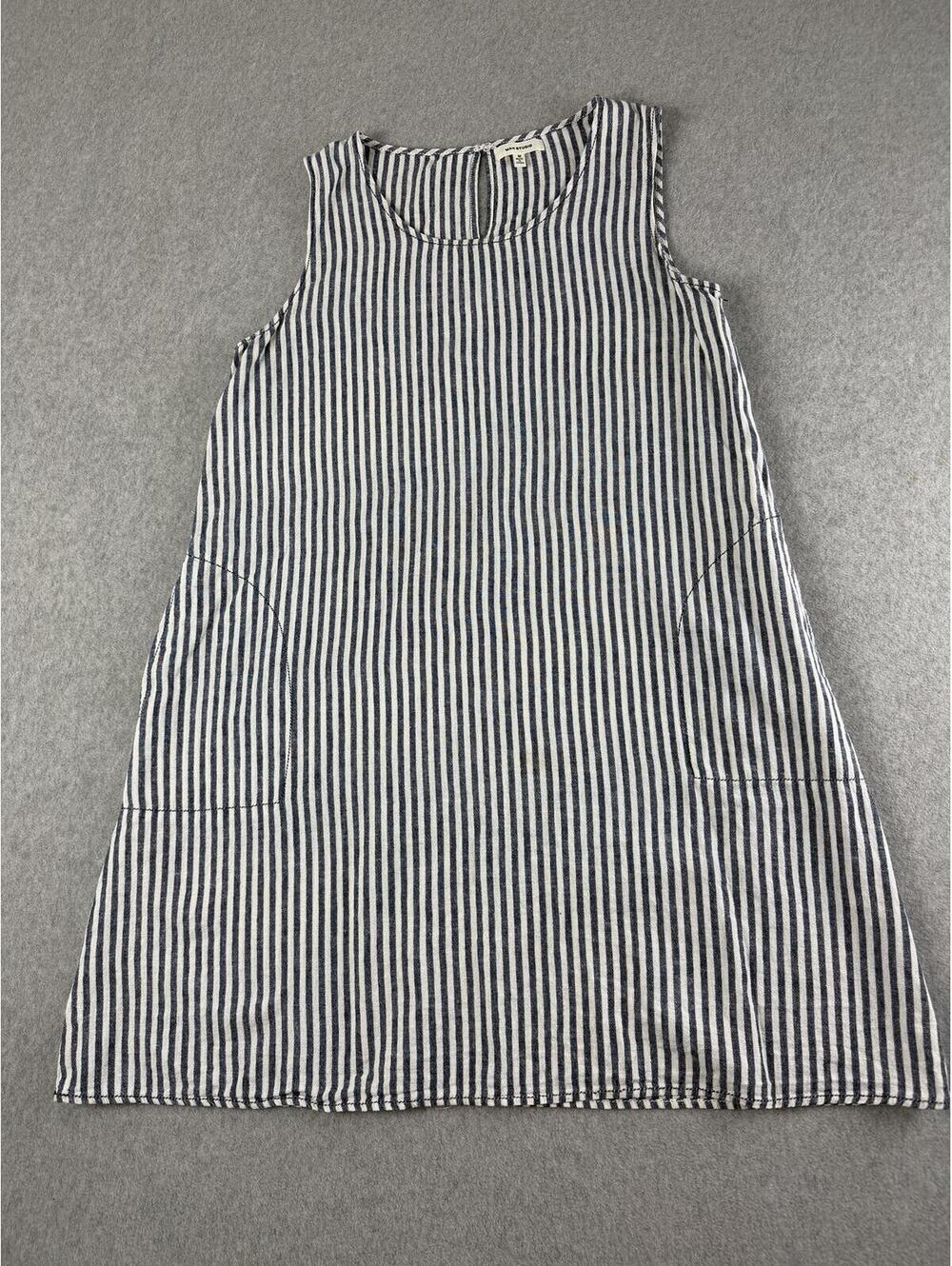 Linen Cotton Blend Max Studio striped Shift Dress